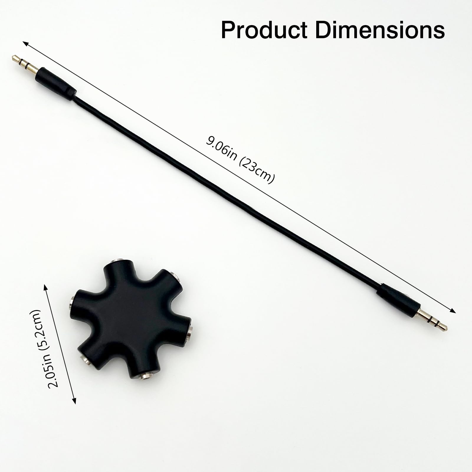 Divisor de audio para auriculares de 6 vías, cable adaptador estéreo macho de 3,5 mm a hembra de 5 puertos para iPhone, auriculares y auriculares