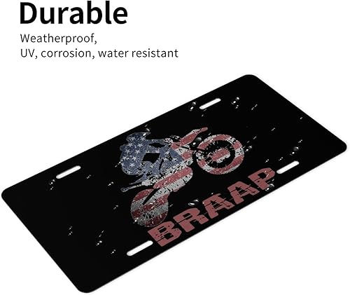 Miniatura 4 de Placa de matrícula de motocross con bandera de Estados Unidos, 6 x 12 pulgadas, placa de matrícula de metal de aluminio grueso para automóvil