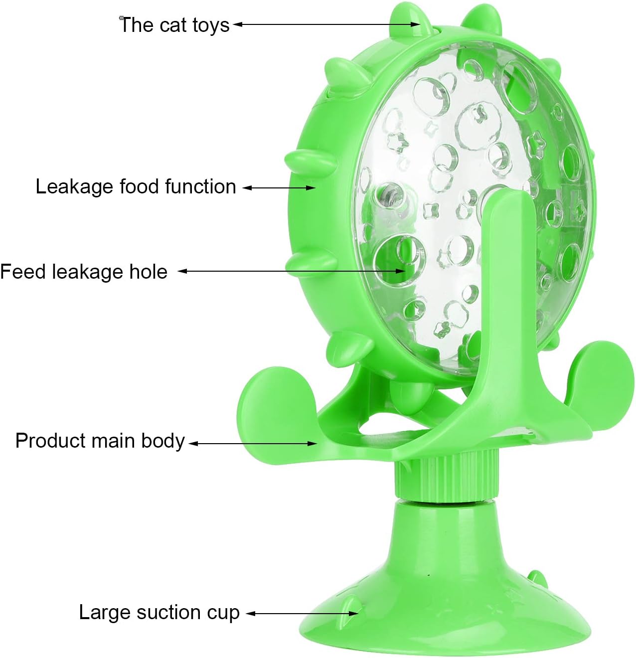 Cat Food Leakage Toy, Windmill Treat Dispensing Cat Puzzle for Indoor Cats, Interactive Slow Feeder with Suction Cup for Kitten Snacks, Mental Enrichment & Fun Play image 2