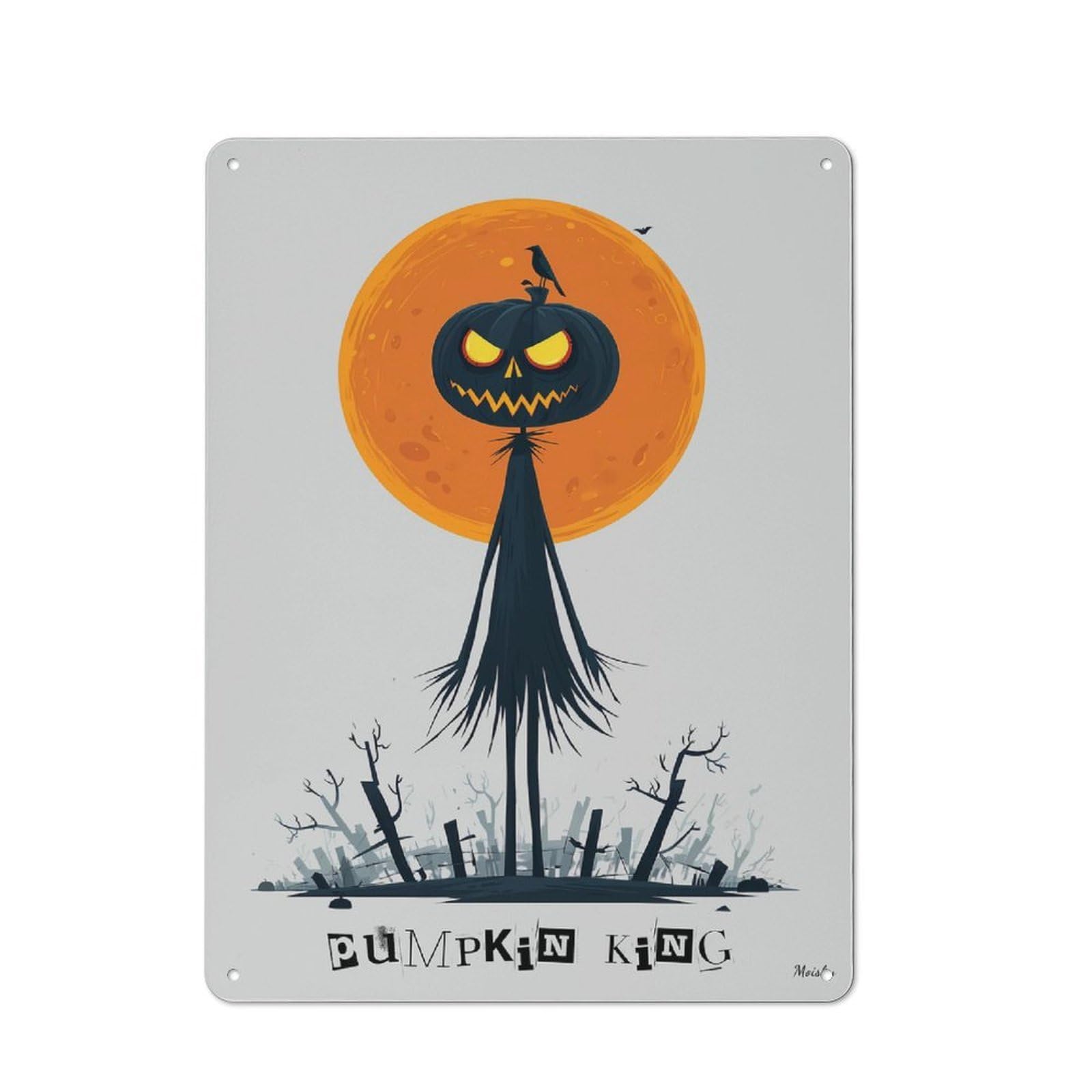 Junmoney Pumpkin King — Spooky Halloween Art Retro Metal Sign 40X30cm For Hobby Room Or Studio, Autumn Wall Decor For Creative Interior Collectors