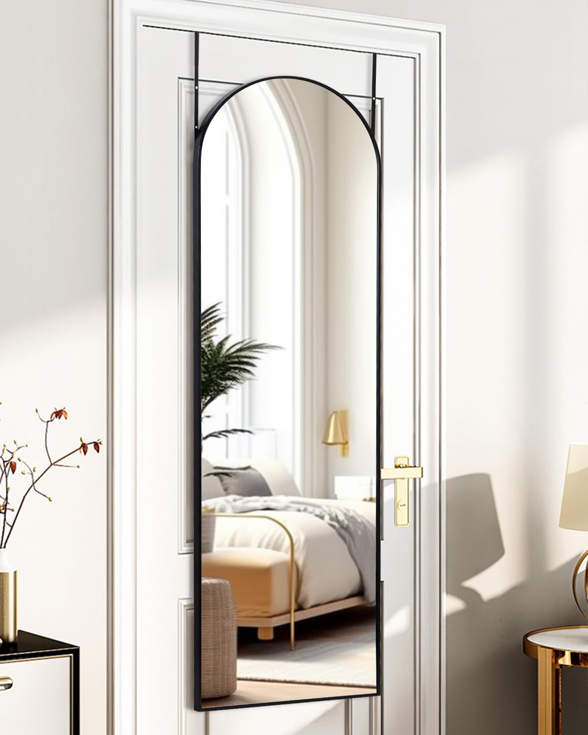 ITSRG Full Length Mirror Door Hanging, Over The Door Mirror Full Length, 48'x14' (Black)