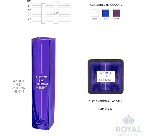 Miniatura 5 de Royal Imports jarrón decorativo de vidrio. Sirve como centro de mesa para el hogar o para bodas., Azul (Cobalt Blue)