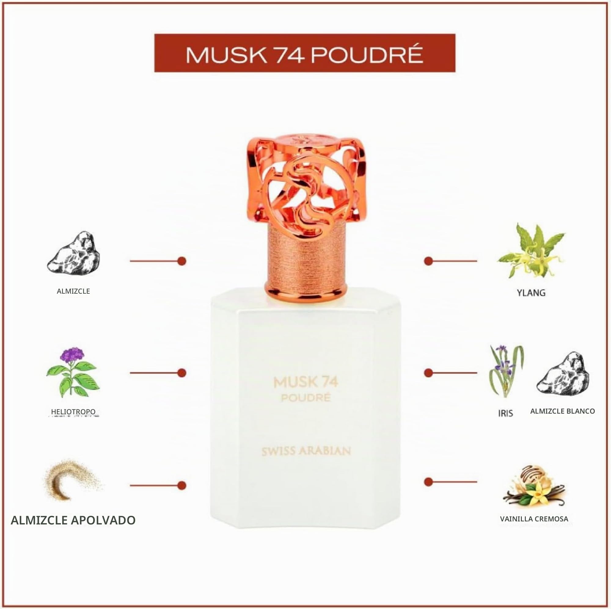 Swiss Arabian Musk 74 Poudre - Spray EDP unisex de 1.7 onzas