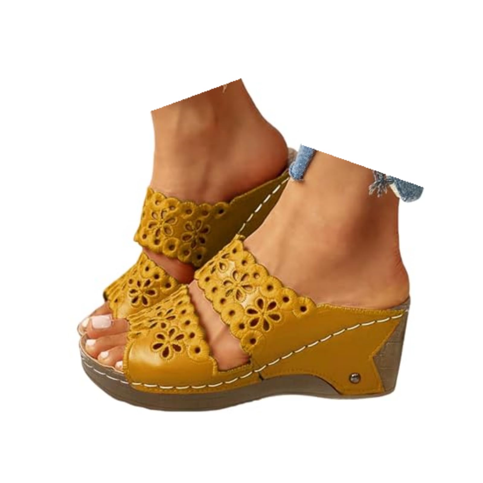 Wedge Sandals for Women Summer 2024 Fashion Slippers Open Toe Casual Wedges Slip On Platform Sandals Women Beach Travel Walking Shoes Comfortable