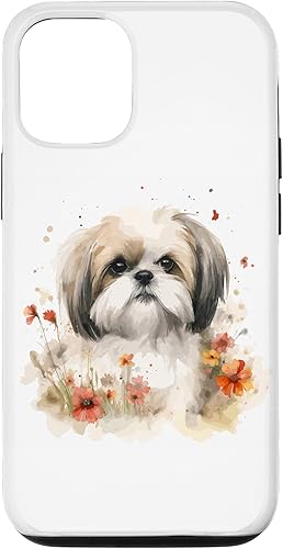 Funda para iPhone 14 Shih Tzu in Wildflowers Phone Case Shih Tzu Dog Lover
