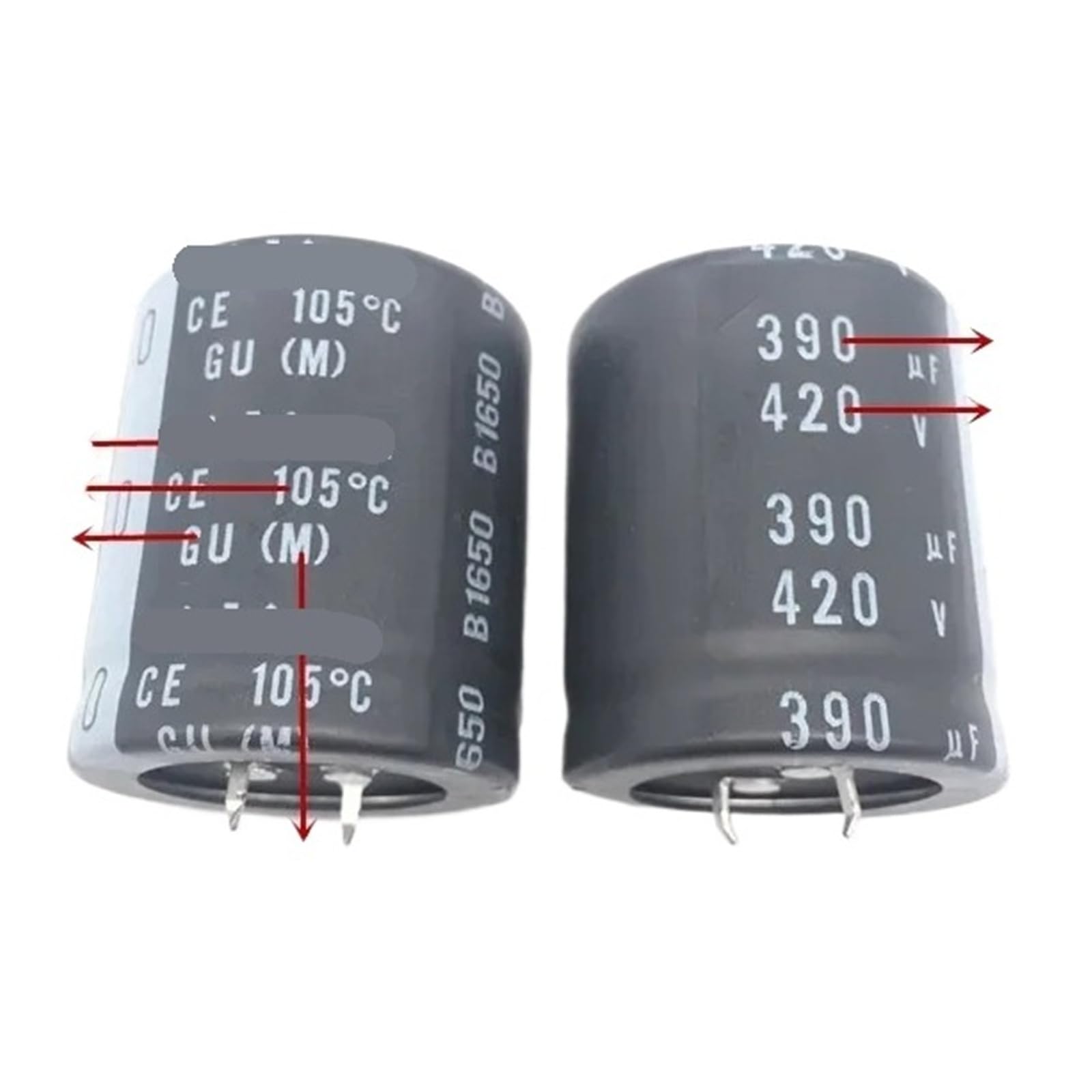 Condensateur 420V 390uF GU composant premium à faible usure - 2 pièces