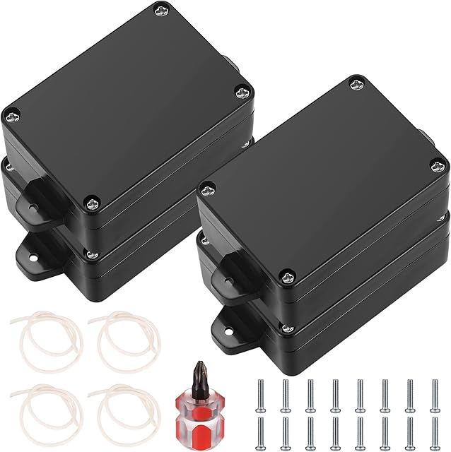 4 Pcs IP65 Waterproof Electronics Project Boxes, Electrical Project Boxes Enclosure Case, Outdoor Cable Connection Junction Box with Fixed Ear, Junction Project Box, with Screwdriver - Black