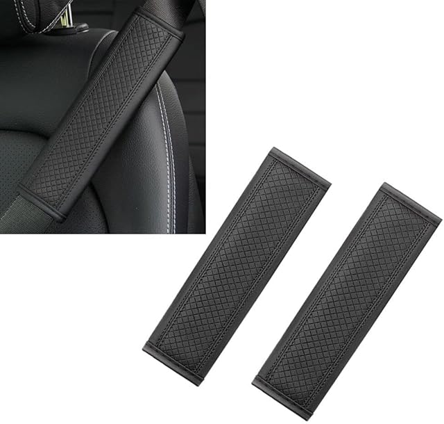 HOMDOWUP Universal Car Seat Belt Pads Cover,Soft Comfort Helps Protect You Neck and Shoulder Pad for Car/Bag,Soft Comfort Helps Protect You Neck and Shoulder (seatpad-2pcsblackline)