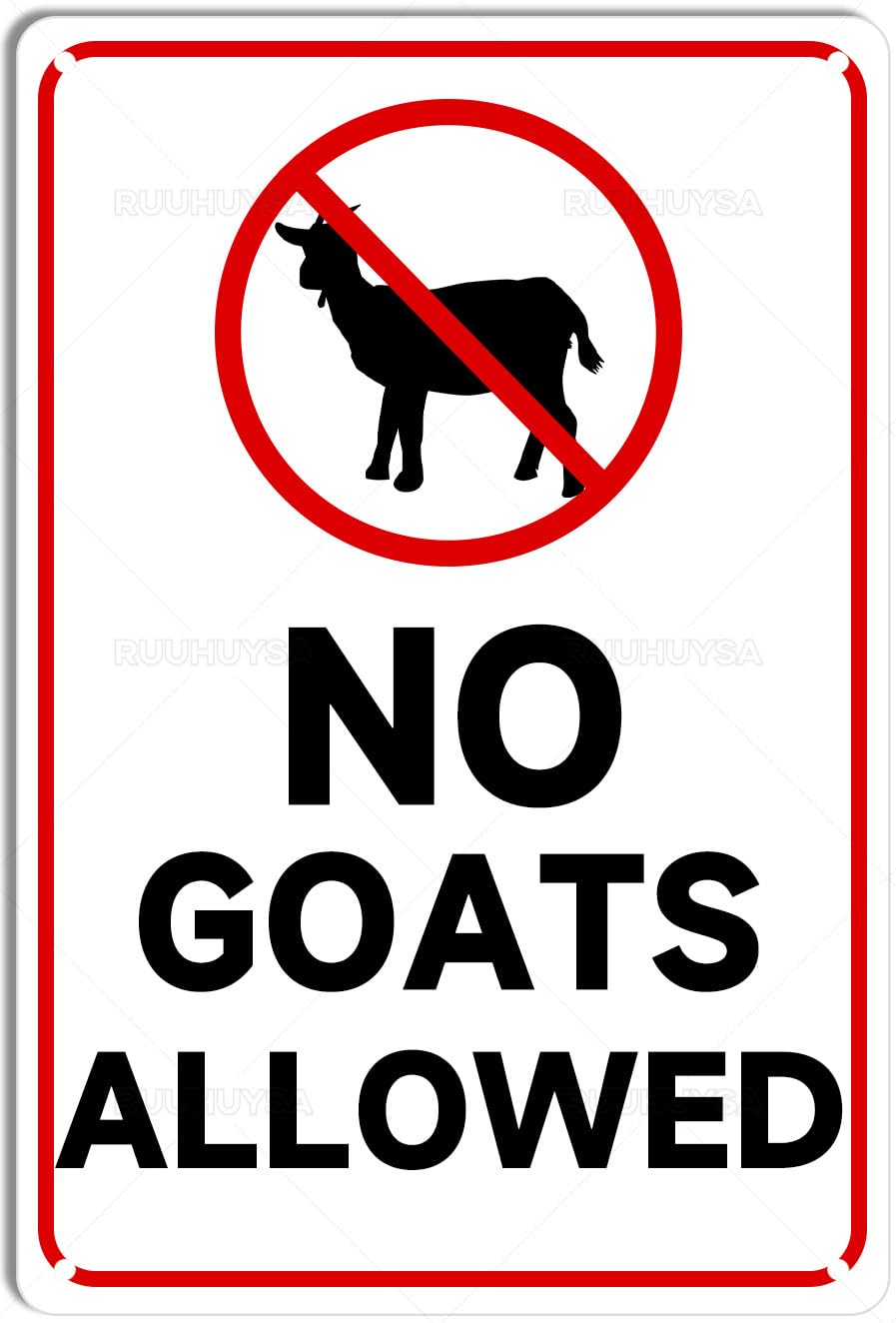 peiyeety Metal Tin Sign No Goats Allowed Warning Iron Painting Home Family Lovers Gift Funny Bedroom Novelty Retro Parlor Courtyard-8x12inch
