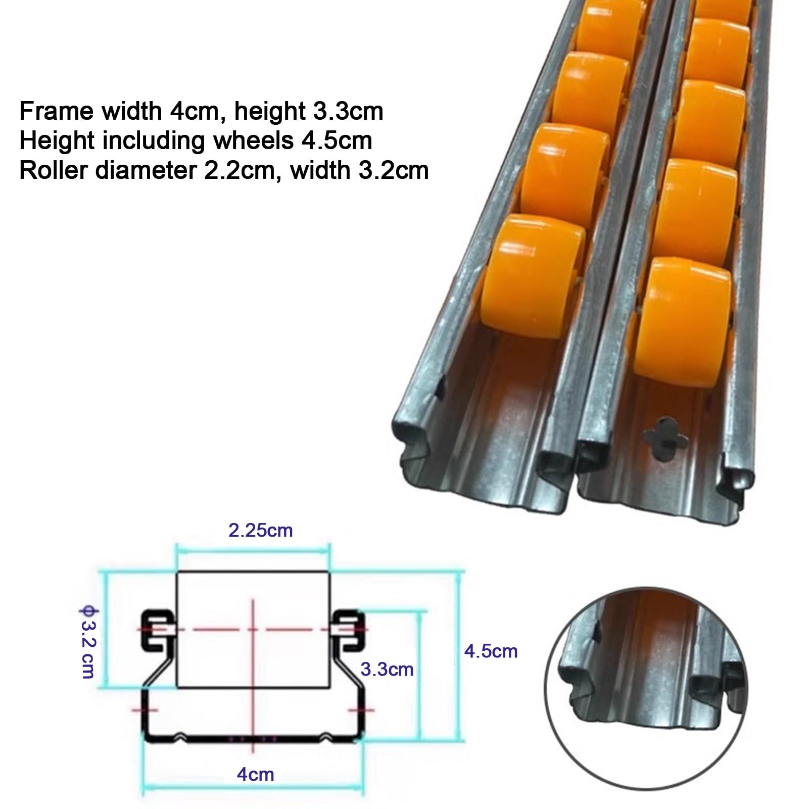 Transportador ligero de rodillo para puerta corredera de 150 cm, guía de salida de papel para carpintería, ideal para un funcionamiento suave en viajes y transporte (amarillo)