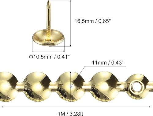 Miniatura 2 de uxcell 10 tiras de tachuelas de tapicería, adornos decorativos brillantes de 3.3 ft para sofá, cabecero, silla, muebles con clavos de tapicería