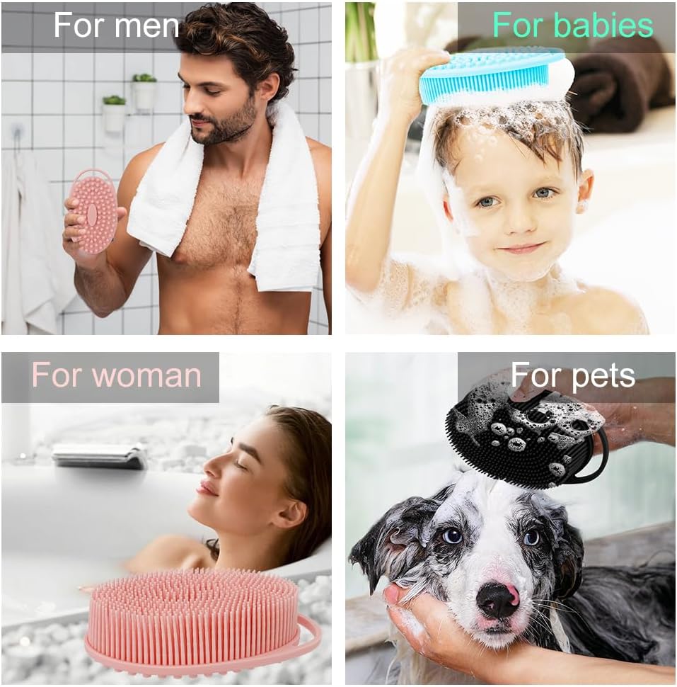 3 Pack Silicone Body Scrubber, Silicone Loofah Soft Exfoliating Body Scrubber, Silicones Body Brush Bath Shower Scrubber for Body, 2 in 1 Bath and Shampoo Wash Brush for Skin Exfoliation Men Women - Image 7