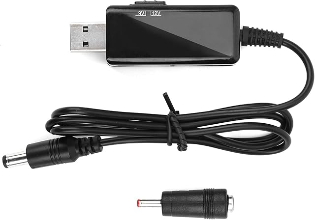 Dpofirs USB to DC Booster Cable,Power Bank Router Cord 5V to 9V/12V StepUp Digital Display Adjustable,9V/2A 12V/1.5A Output,for Optical Modem,Wireless Router(0.8m/2.6ft)