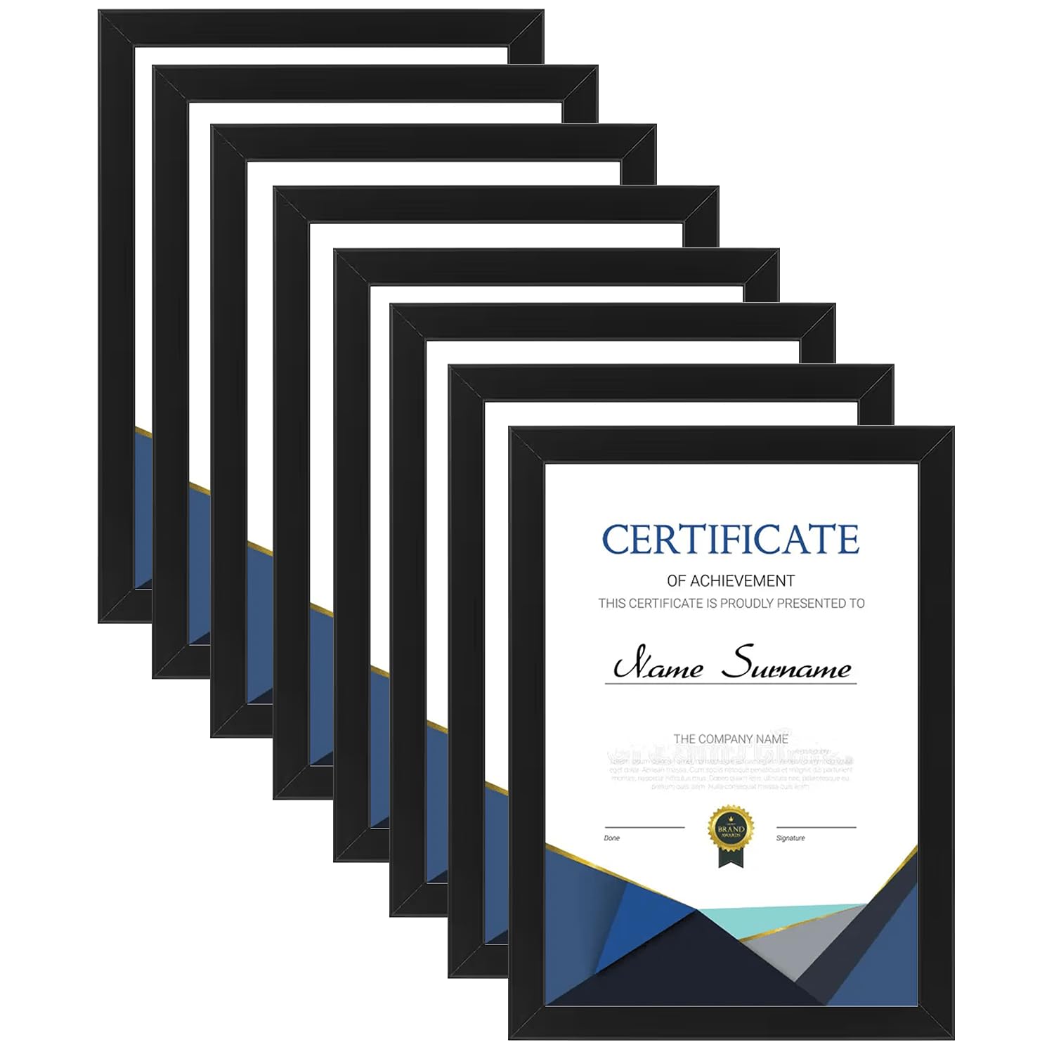 home stuff A4 Frame 8 Pack Poster Frame & Document Frame, Certificate Frame for Wall Mount or Table Top Display For Home Family Office Décor, Wood Picture Frame, 21x30cm (Black)