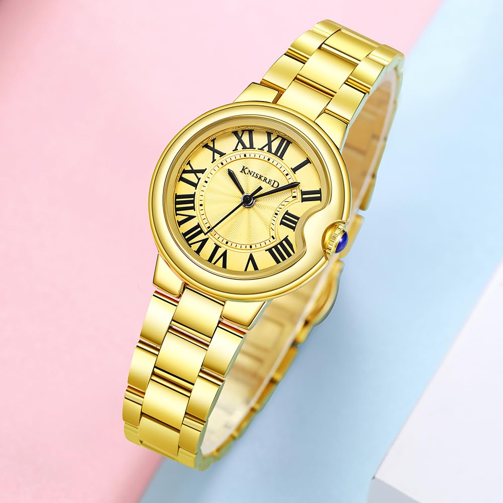 Montre Classique pour Femme avec Chiffres Romains Vintage et Bracelet en Acier Inoxydable Massif Montre Décontractée pour Dame