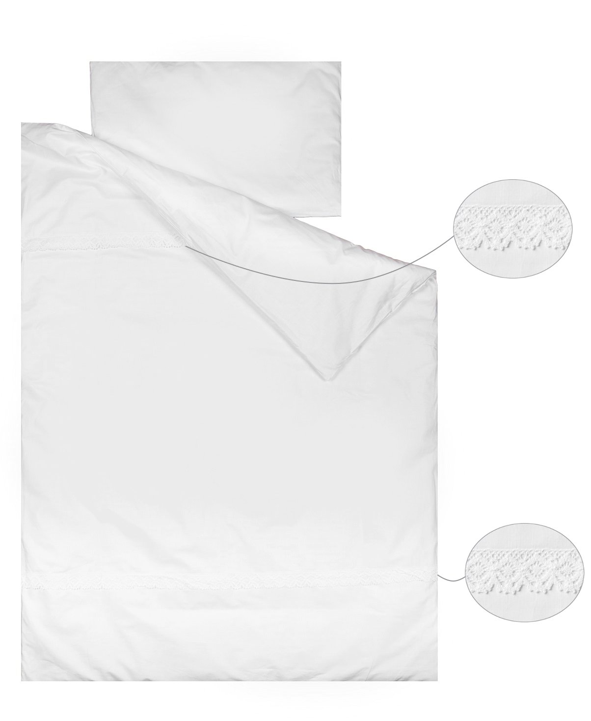 Housse De Couette Nordique Du Lit Bébé 60x120cm Et Taie D'oreiller (90x120cm, 30x60cm)- 100% Coton - Vizaro - Broderie Blanche