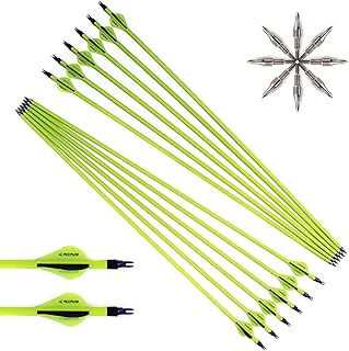 12pc ID 6.2mm .244" Custom Length 22-30 Inch Carbon Arrows Spine 500 Target Practice & Hunting Arrow Rotatable Nock for Recurve Bow Compound Bow Adult Youth Shooting