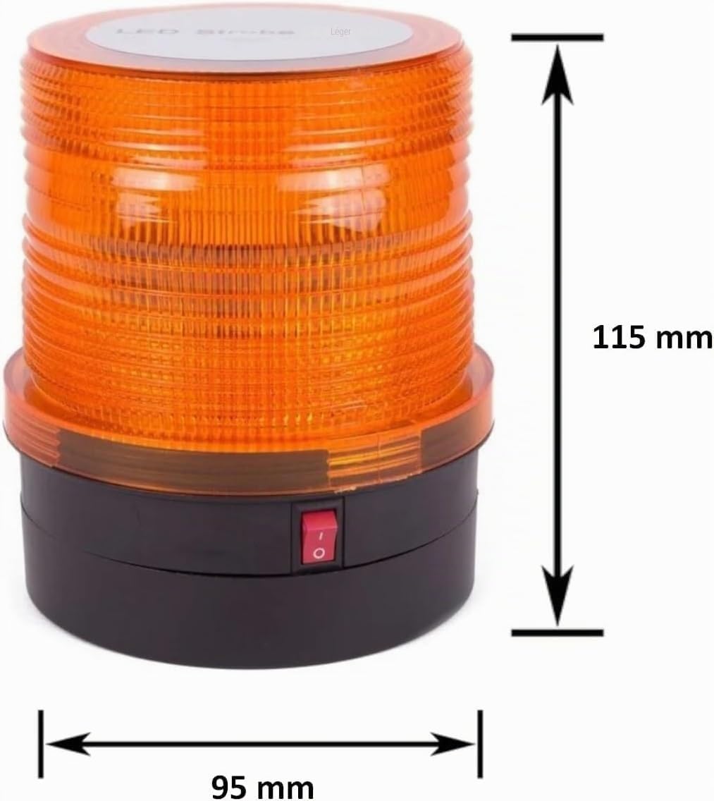 Gyrophare à LED Orange Flash Stroboscopique 12V-24V Sans Fil Autonome Batteries AA Fixation Magnétique Feu d'Avertissement Balise d'Urgence Piles AA