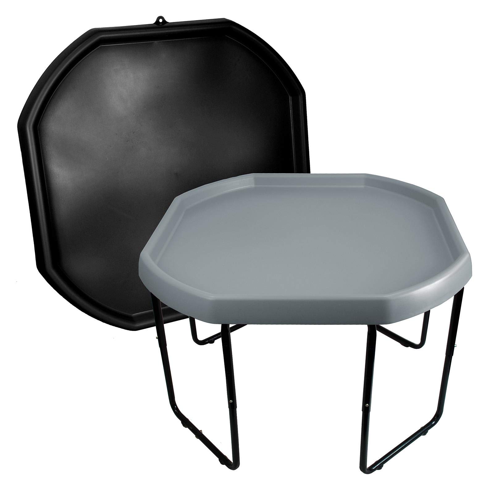 Children's Large Plastic Sand & Water Mixing Play Trays - Set of 2 Trays BLACK & GREY - Single 3 Tier Height Adjustable Stand.