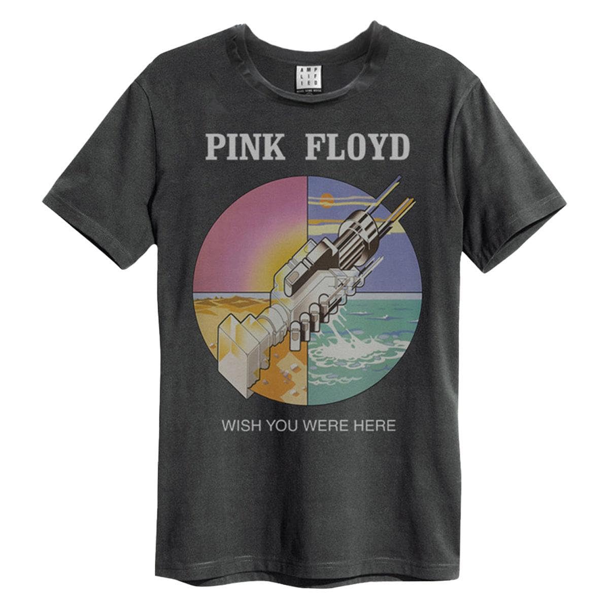 Amplified Men's Charcoal Pink Floyd Wish You Were Here Album Artwork Cotton T-Shirt - L