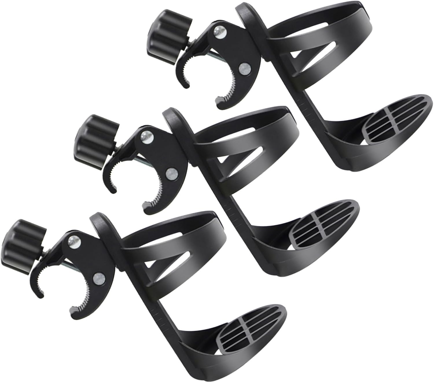 VALICLUD 3pcs Adjustable Cup Holder for Wheelchair and Rollator, Black Pp Material, Easy Installation, Stable and Secure, for Outdoor and Park Walks Use