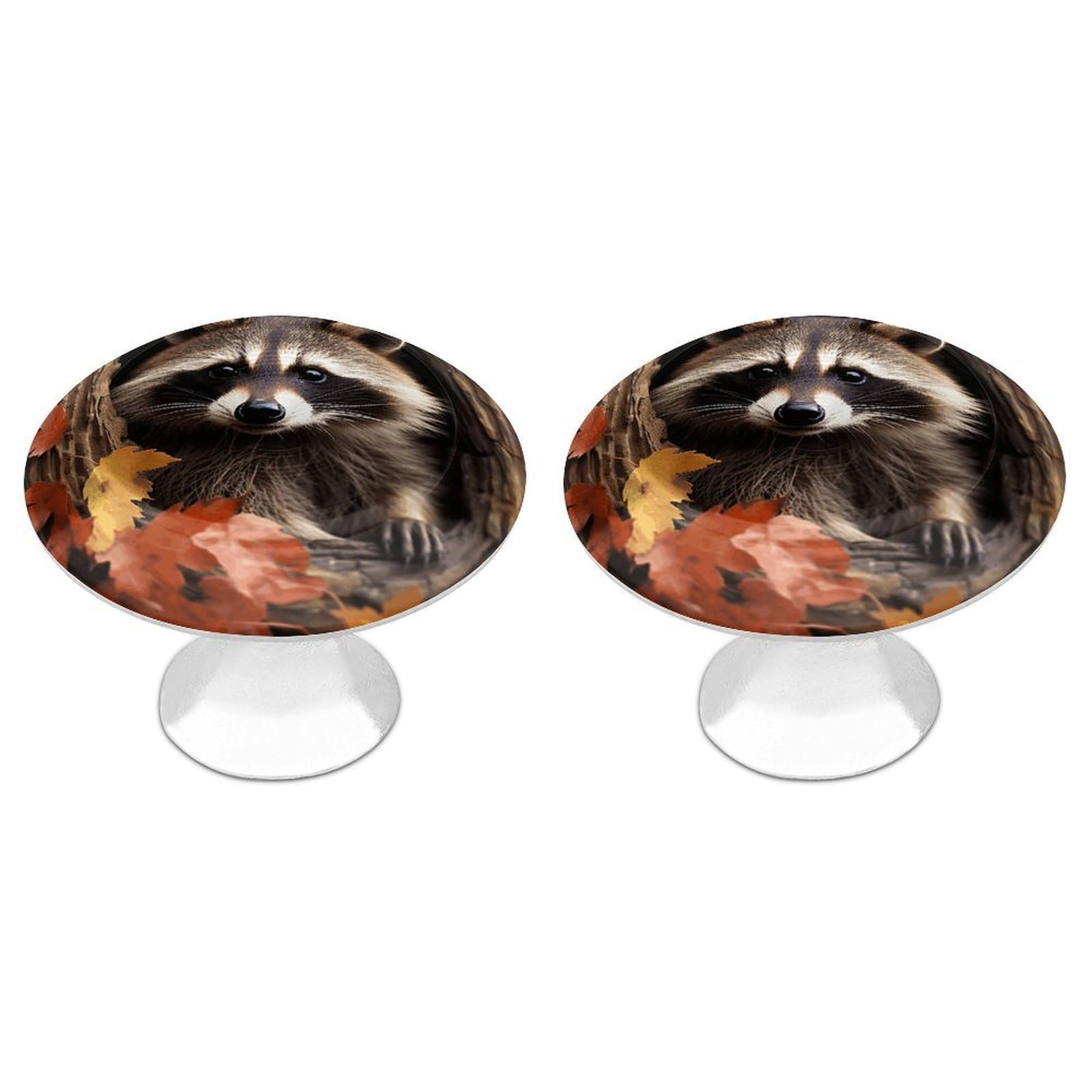 Vstadank Style Raccoon In The Fall Tree Hole Cabinet Knobs Round Wardrobe Pulls Simple Drawer Handles With Screw Aluminum Alloy Closet Door Pull Modern Cabinet Hardware For Dresser Drawers 2 Pack