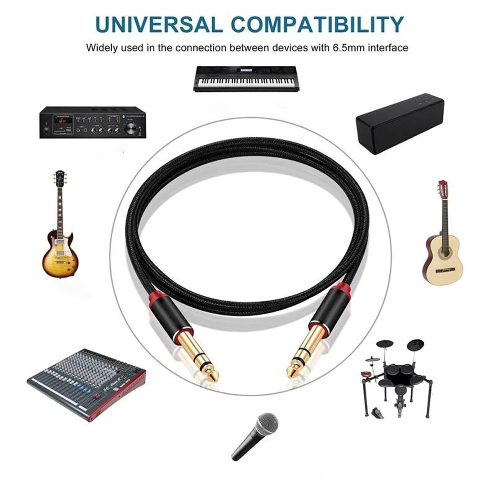 Cable De Audio Para Guitarra Cable De Instrumento 6,35mm 1/4 TRS Estéreo Para Amplificador Bajo Mandolina Guitarra Eléctrica(5m)