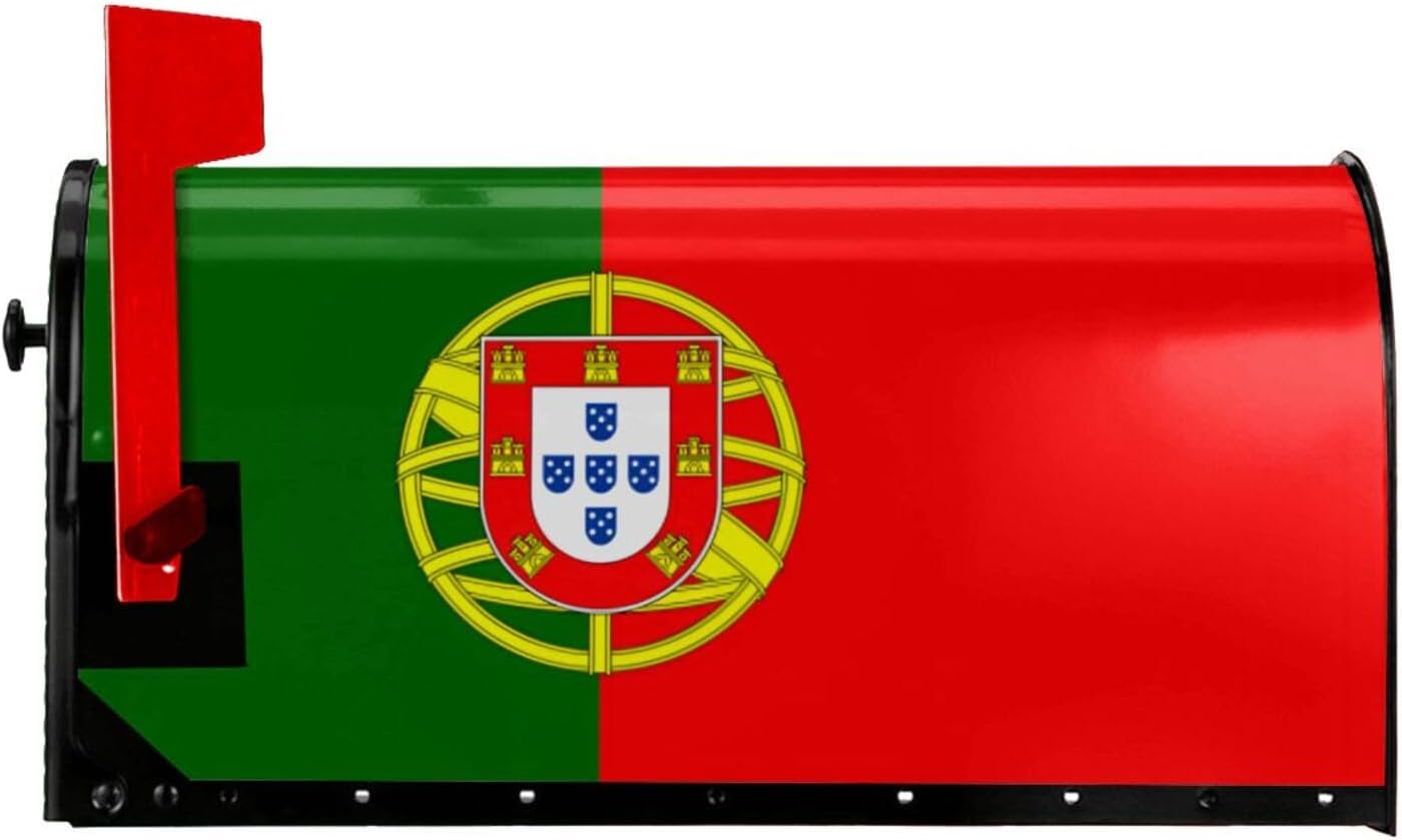 Portuguese Flag Print Magnetic Mailbox Cover - Decorative Seasonal Outdoor Mailbox Wrap Mailbox Accessory for Standard & Large US Mailboxes (21×18 in / 25.5×21in)