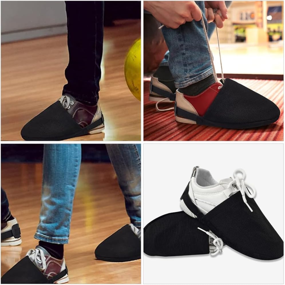 VANZACK Custom Women Bowling Shoe Covers Elastic Band Sliding Shoe Covers Bowling Sports Supplies for Women Black