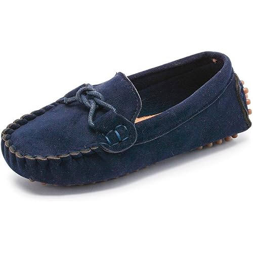 BININBOX Toddler Boys Girls Loafers Shoes Casual Suede Leather Slip On Dress Wedding Shoes for Kids