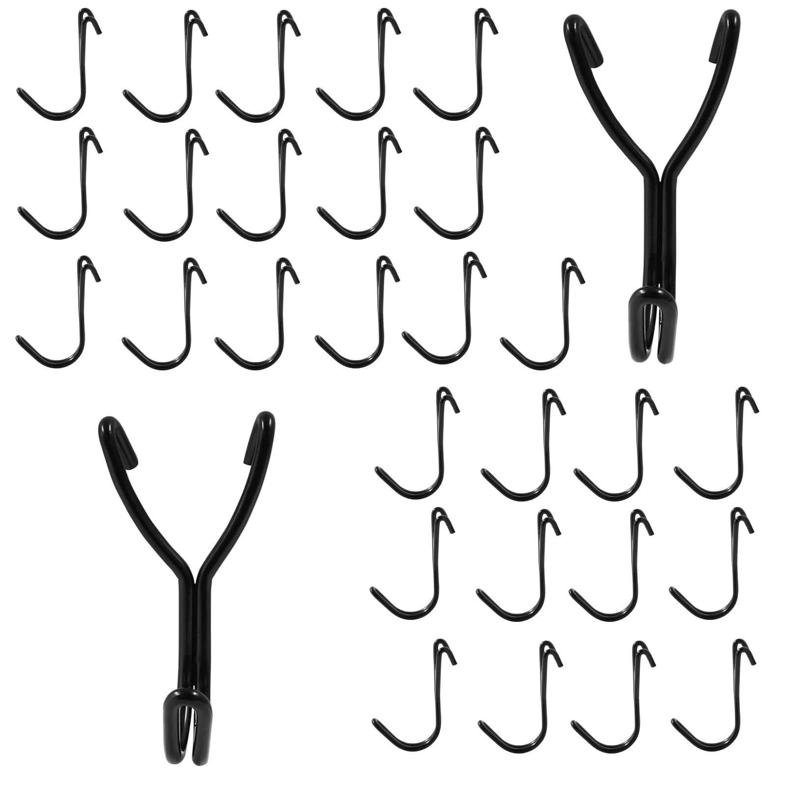 LifCratms Pegboard Hooks, 3/4 Inch Black J Hooks 30 Pack, Will Not Fall Out, Ideal Display Hooks for Hanging Jewelry, Small Tools, Retail Items, Fit Pegboard with Hole Spacing of 2.5cm
