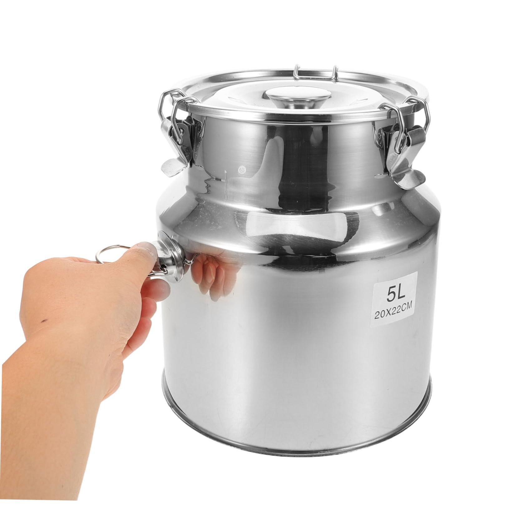 Contenitore Materiale Robusto in Acciaio Inossidabile da 5L Ermetico con Finitura Lucida a Specchio e Design Moderno per Conservazione Alimentare in Casa o Ristorante