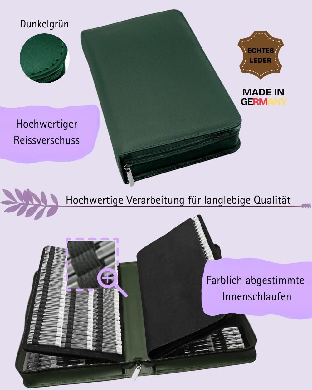 Homöopathische Taschenapotheke Klassik 468 Schlaufen für Globuli (Leder Grün)