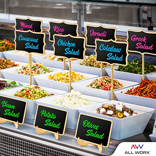 Mini Chalkboards Signs - Food Signs For Buffet, Restaurants, Weddings, Parties, And Events - Black Table Etiquette Sign - Includes 20 X Chalkboards With Different Sizes And 4 X Liquid Chalk Markers #TOP5