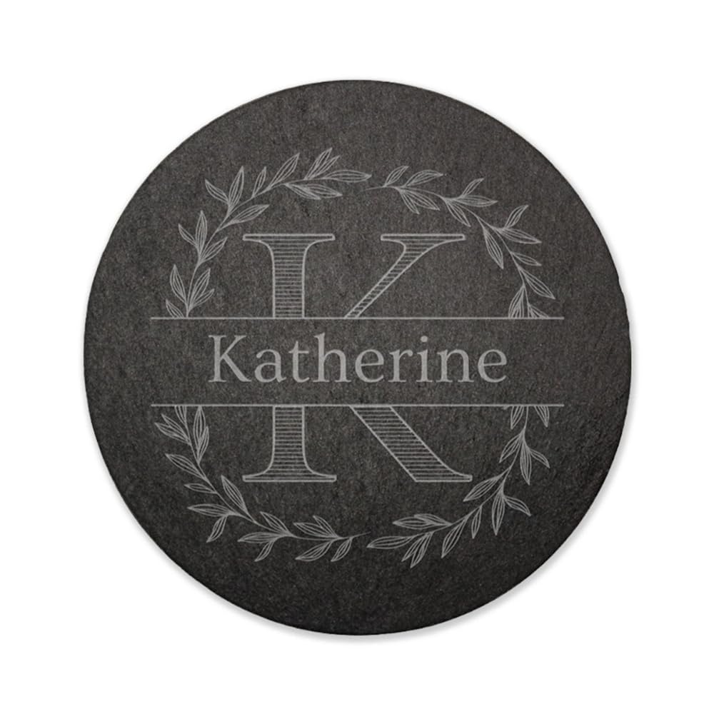 1 Personalised Customised Text Monogram Occasion Brew Engraved Circular Slate Drinks Coaster Gift Present 100mm diameter Primary Teaching Services (Circular, Smooth)