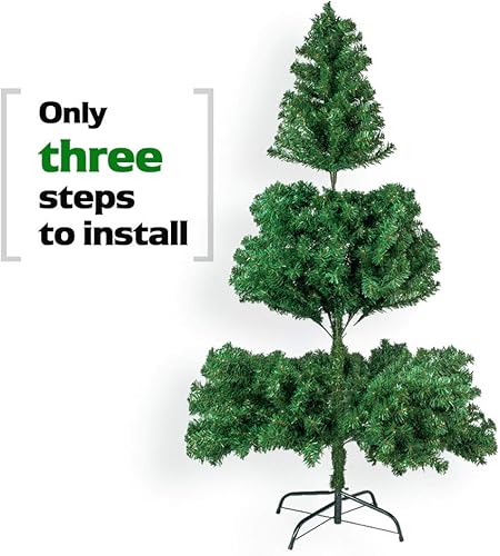 Miniatura 6 de Árbol de Navidad artificial sin iluminación de 8 pies, árbol de Navidad falso con bisagras con 1138 puntas de ramas y soporte de metal plegable,