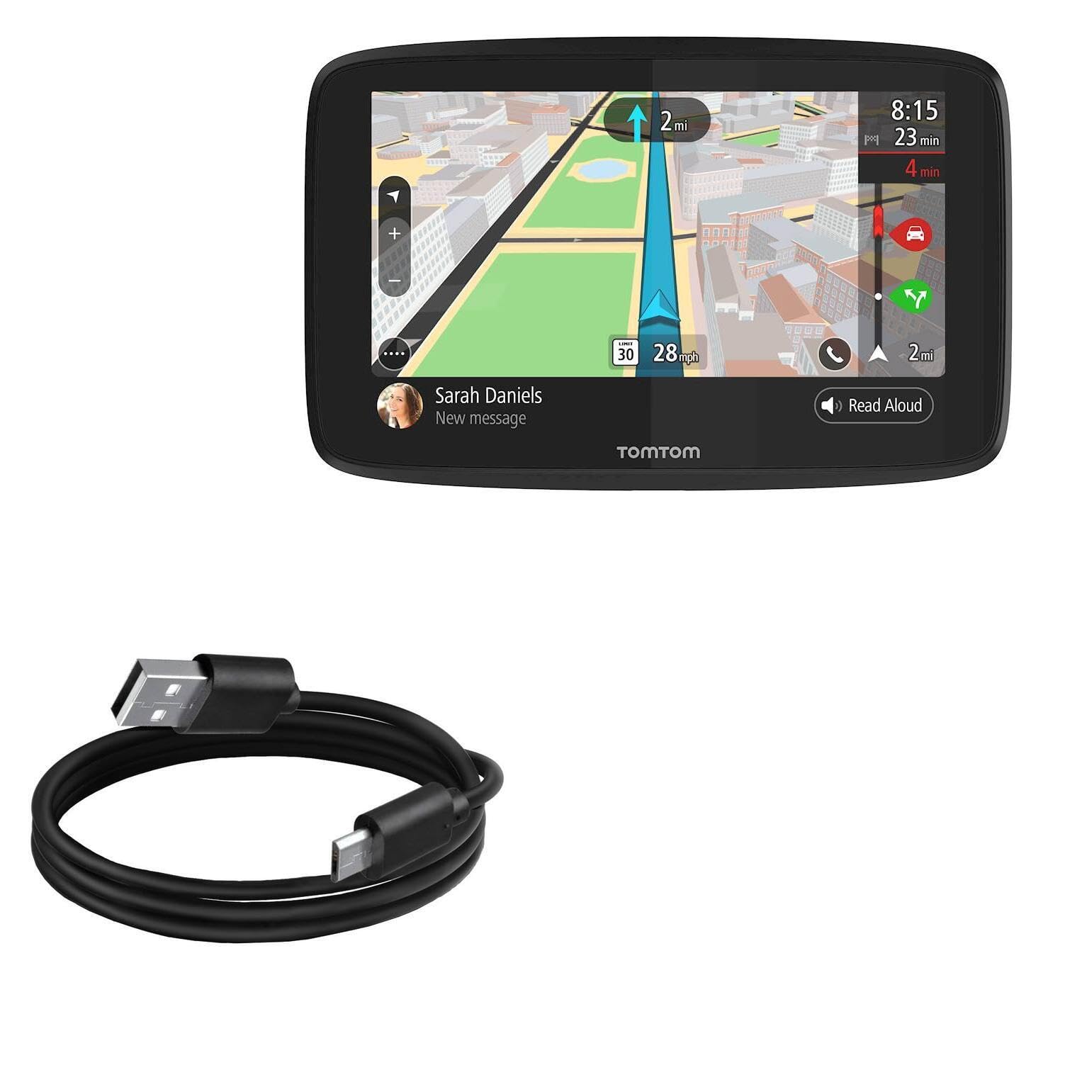 BoxWave Cable Compatible with Tomtom Go 520 - DirectSync Cable, Durable Charge and Sync