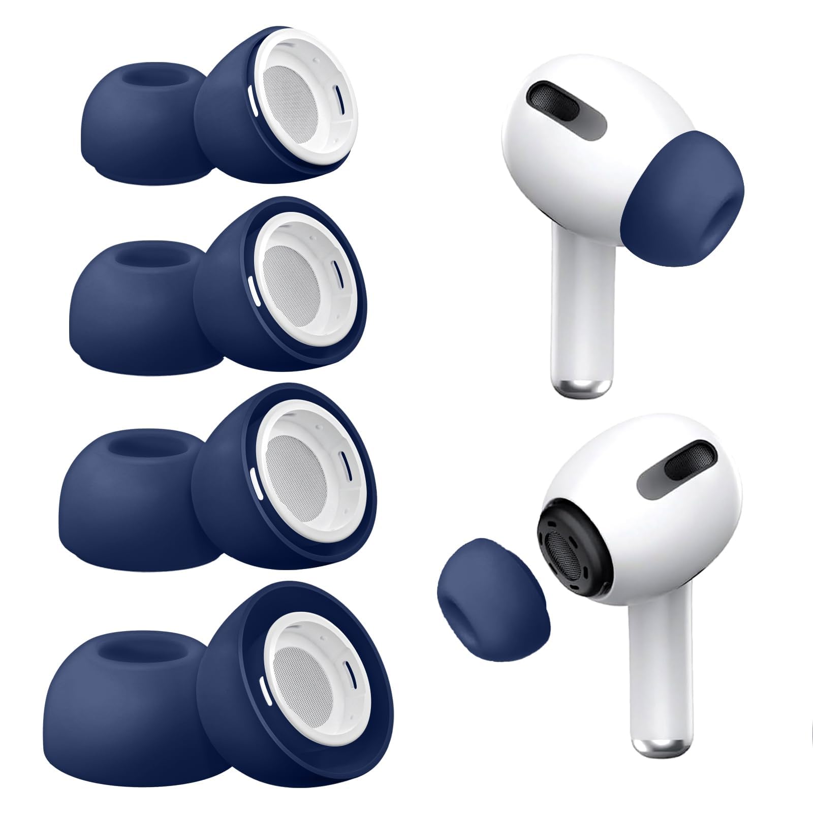 Vsagier 4 Pairs Replacement Ear Tips for AirPods Pro and AirPods Pro 2 with Noise Reduction Hole, Non-Slip Soft Silicone Ear Tips for AirPods Pro and