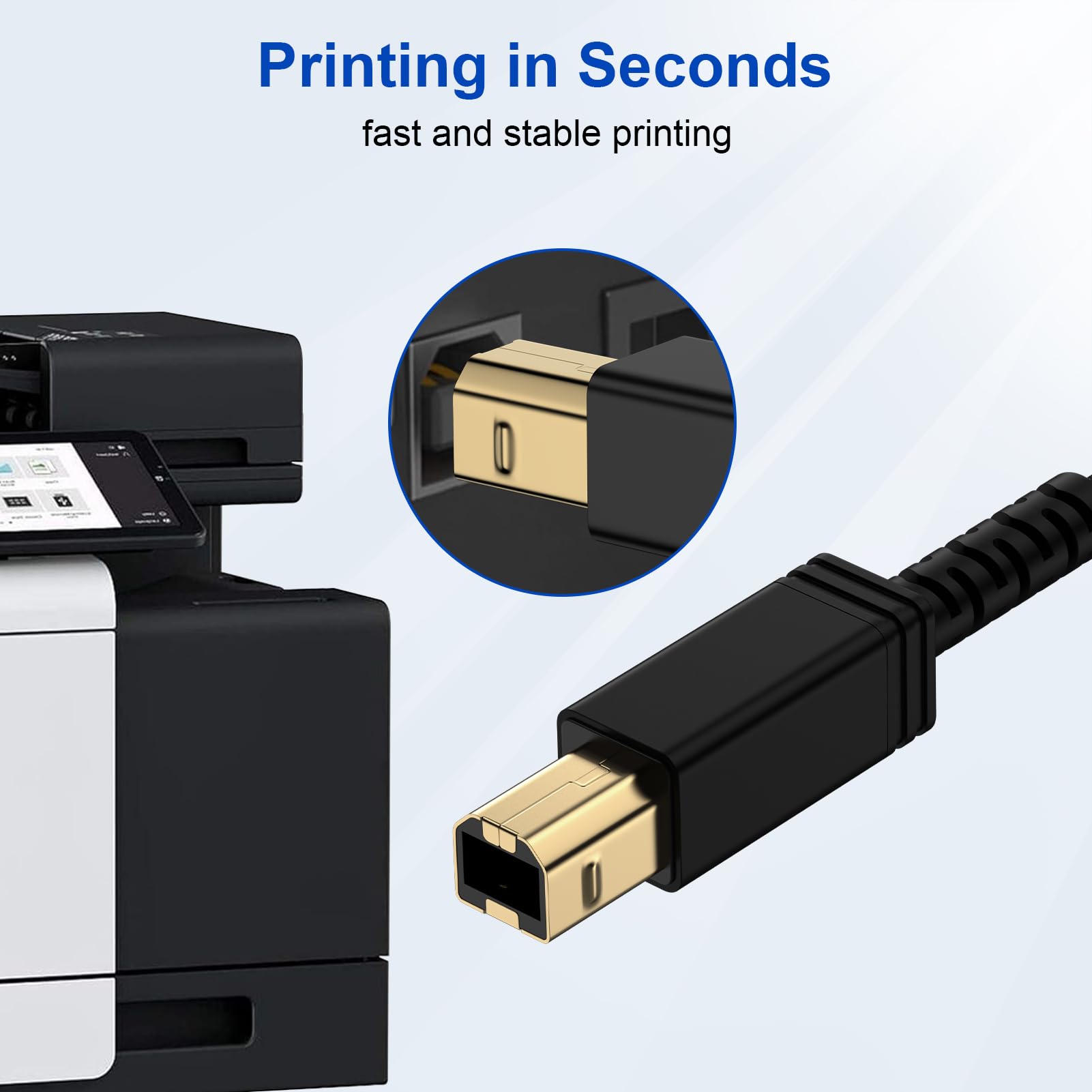 Cavo USB per stampante, 1,8 m, resistente nylon intrecciato da USB A a B, cavo ad alta velocità da computer a stampante per HP, Canon, Brother, Epson, Dell, Samsung, scanner e altro