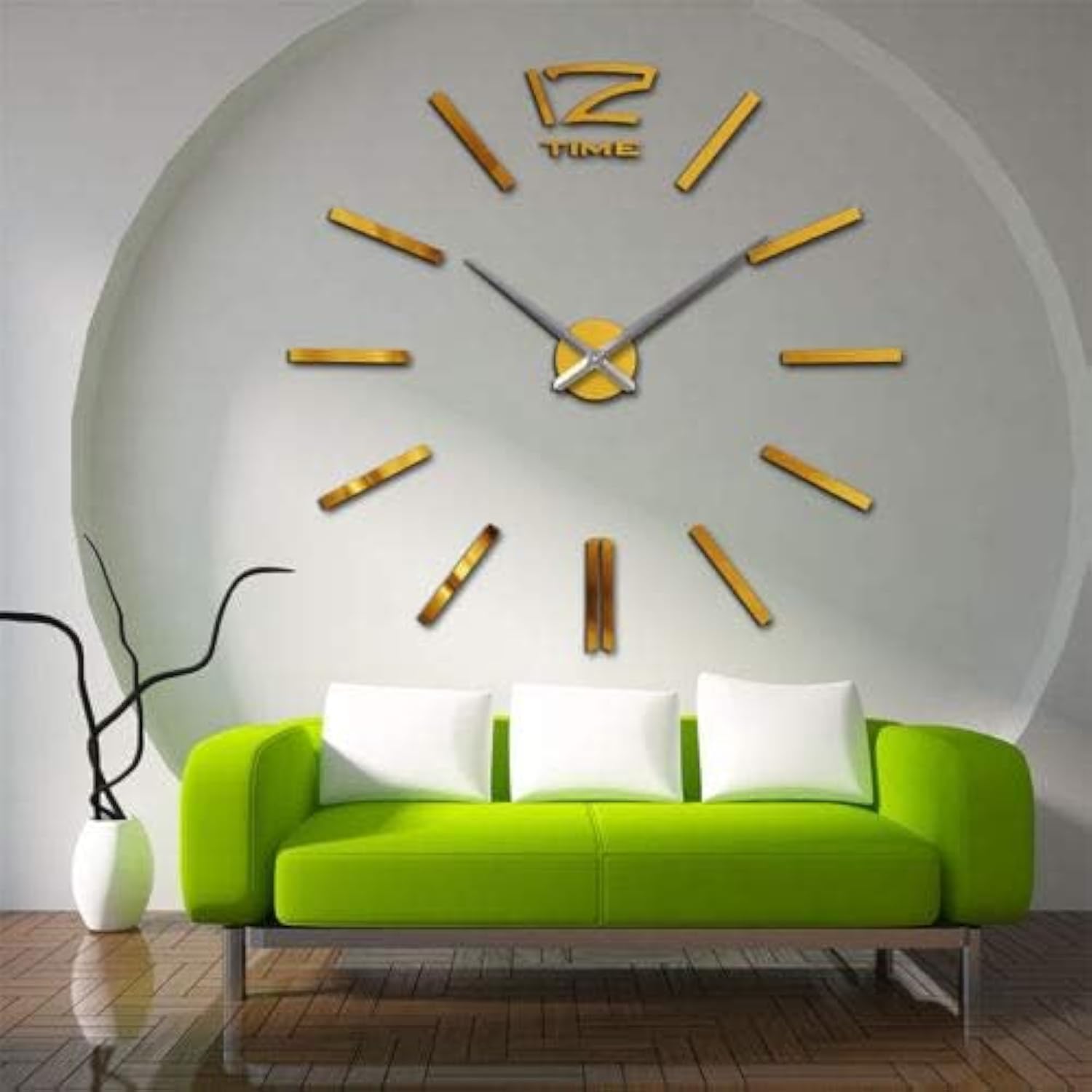 TUZECHLuxurious Big 100 CM Wall Clock for Hotels Restaurants, Conference Rooms, Drawing Room 3D Acrylic Sticker Roman Numbers Adhesive Modern Art Wall Clock Home Decoration Random Color