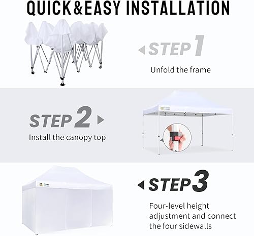 Miniatura 60 de CROWN SHADES Tienda de campaña desplegable con toldo instantáneo comercial de 10 x 10 pulgadas con bloqueo central