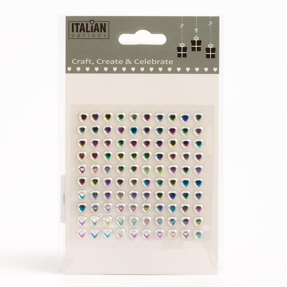 Italian Options Iridescent - 6Mm Heart Self Adhesive Stick On Gems (100 Pcs)