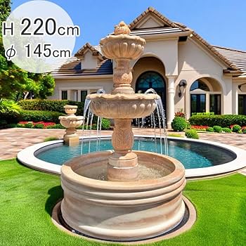 Amazon.co.jp: 一点もの 天然石 大理石 彫刻 大三段噴水 ピンク 高さ