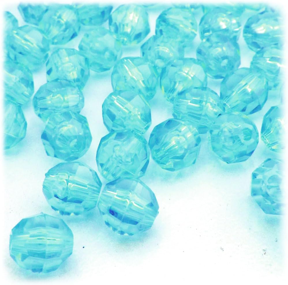 The Crafts Outlet 1,000pc Faceted Plastic Transparent Beads Round 12mm Multi Mix Beads