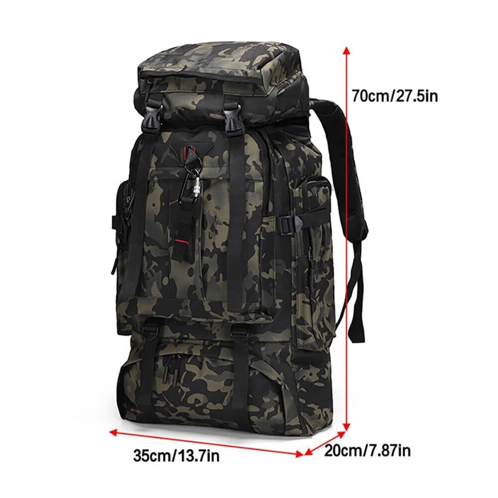 Zaino da Viaggio Sportivo Zaino da Trekking 70L Borsa A Tracolla per Arrampicata Campeggio Allenamento All'aperto Sport per Alpinismo Arrampicata(Black)
