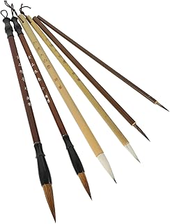 Parliky 6 Peças Flores E Pássaros Pincel De Caligrafia Chinesa Caneta Pincel De Escrita Caneta De Escrita Caligrafia Chinesa Caligrafia De Nylon Canetas Pincel De Cabelo De Lobo Caneta