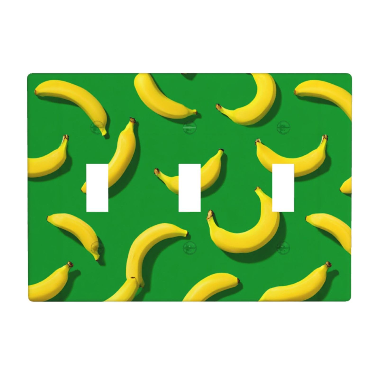 Ute Yellow Banana On Green Light Switch Covers 3 Gang Triple Toggle Wall Plate Switchplate Electrical Faceplate for Bathroom Kitchen Bedroom Decor