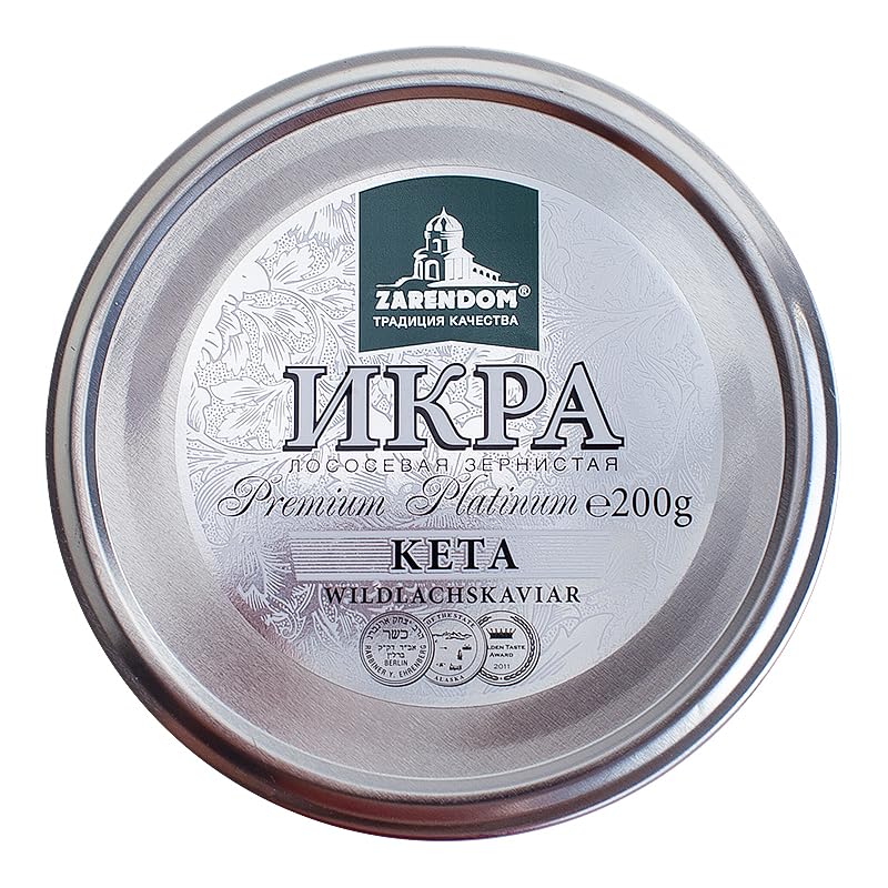 Kaviar - Zarendom Keta Wildlachskaviar Premium Platinum 200 g Glas - Lachs Kaviar