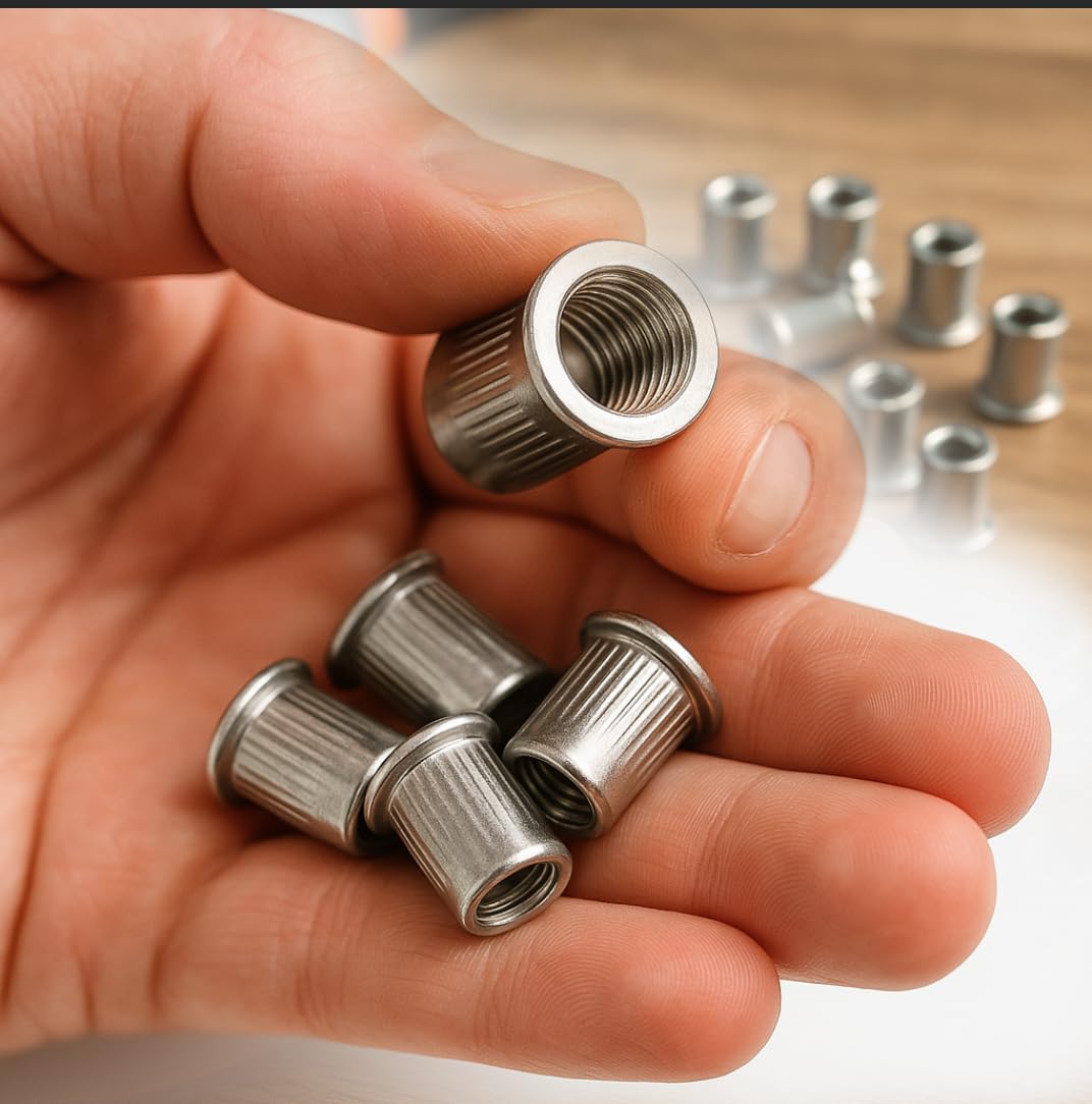 VEDA Dadi per rivetti ciechi in alluminio, M5 x 0,8, 50 pezzi, dadi filettati per metallo, mobili, officina