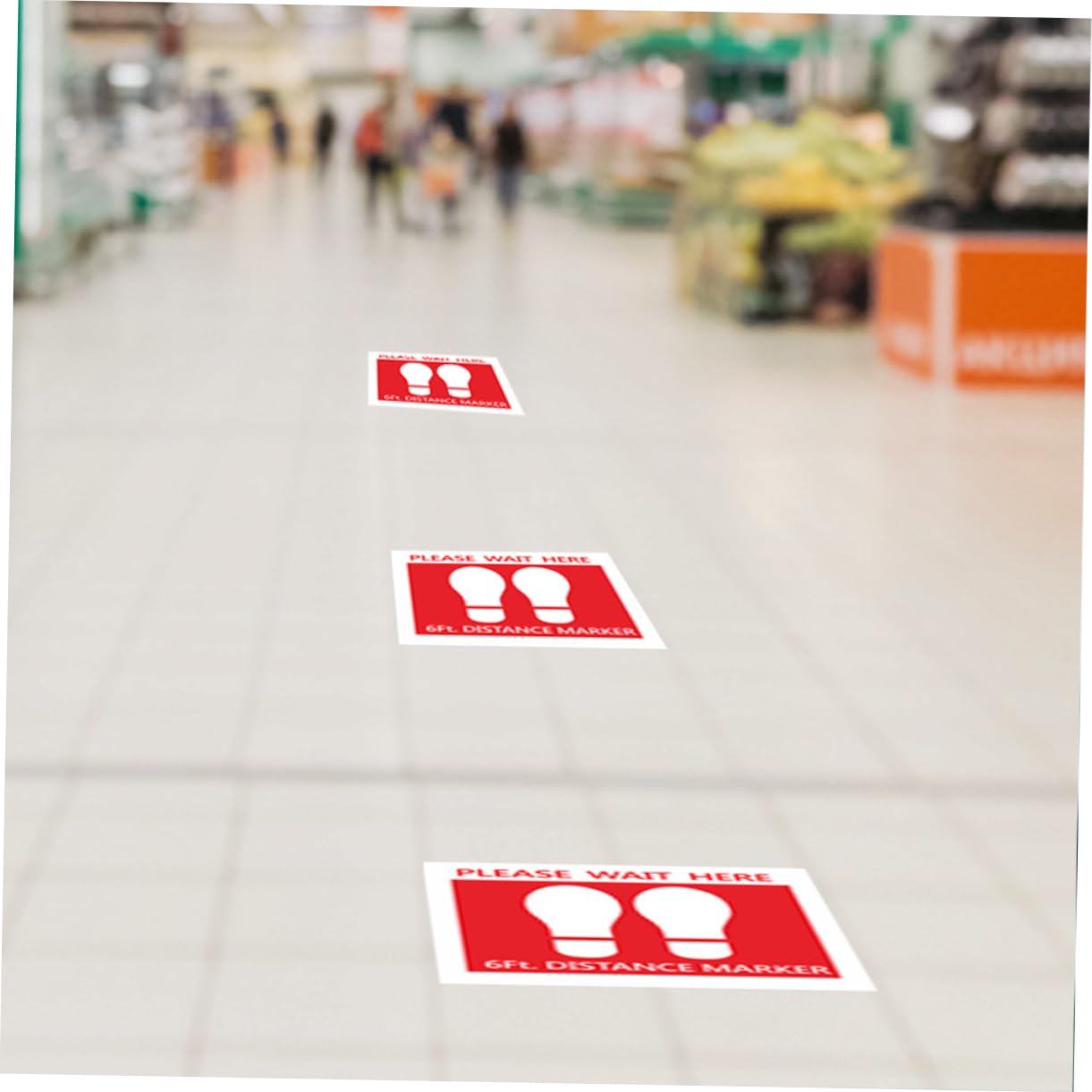 ERINGOGO 5 Pack Distance Keeping Stickers School Mall Safety Decals Self-Adhesive Round PVC Decals for Public Spaces